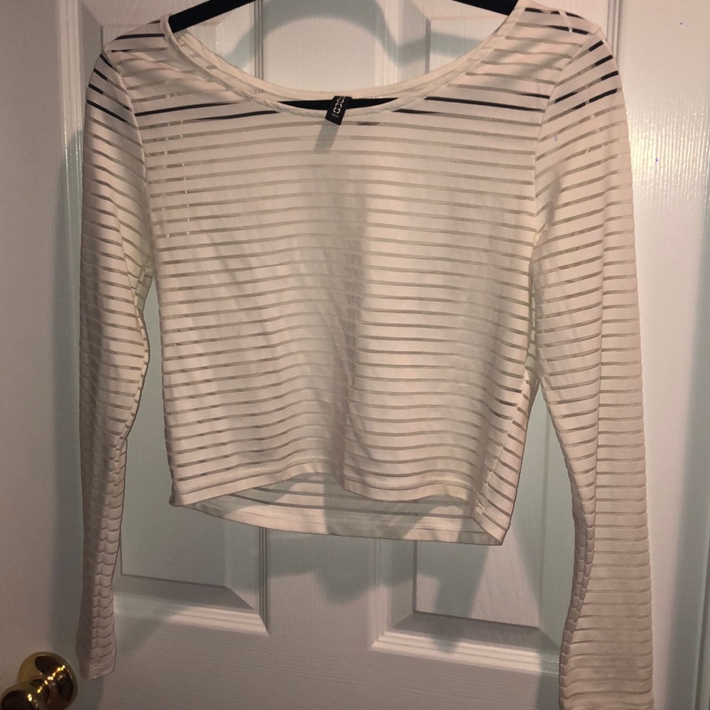 White striped long sleeve top